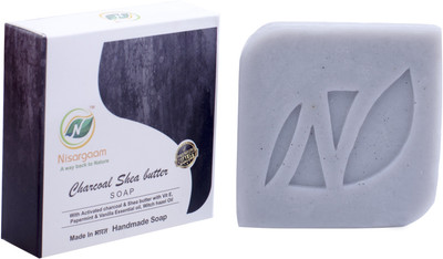 

Nisargaam Pyramid Charged Handmade Premium Charcoal Shea Butter Soaps , containing Essential Oils(400 g, Pack of 4)