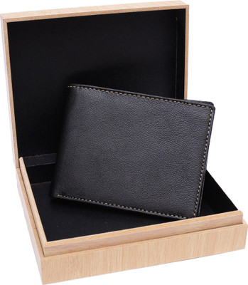 MENSOME Men Black Genuine Leather Wallet(4 Card Slots)