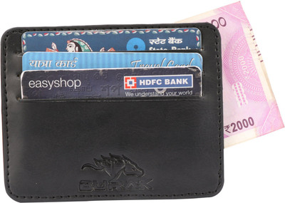 

BURAK Men Black Artificial Leather Card Holder(6 Card Slots), Black-01