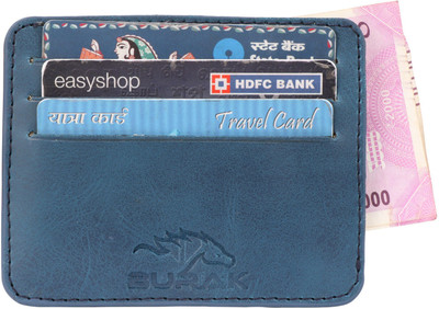 

BURAK Men Blue Artificial Leather Card Holder(6 Card Slots), Blue-03