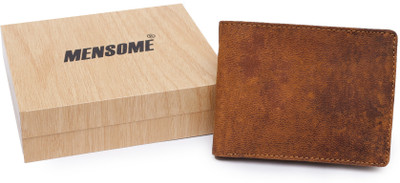 

MENSOME Men Tan Genuine Leather Wallet(4 Card Slots), Tan brown