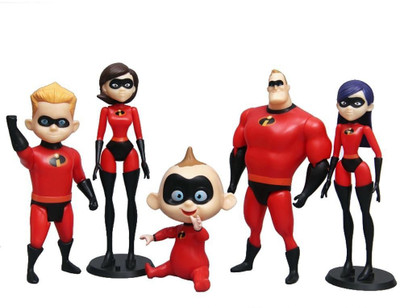 

imodish The Incredibles 5 Pcs. / Set Mr. Incredibles, Elastigirl, Violet Parr, Jack - Jack Parr, Dash Parr 12-15 Cms. Action Figure(Multicolor)