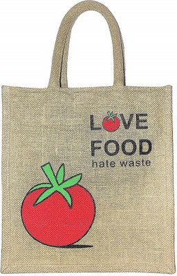 

Arjun RO Unisex Jute Love Food Hate Waste Lunch Bag Lunch Bag(Beige, Red, 2 L)