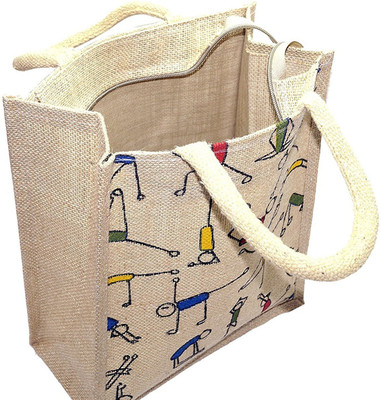 

Arjun RO Yoga Print Designer Jute Lunch Bag/ Insulated Hot Case Handbag (Multicolor, 12 inch) Lunch Bag(Beige, 2 L)