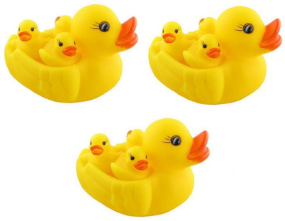 ReneReit Kids Duck Family Set of 3 Yellow Rubber Bath Toy(Yellow)