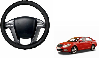 CARIZO Steering Cover For Skoda Laura(Black, Leatherite)