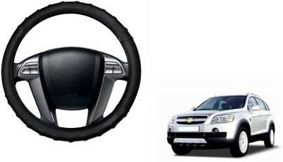 CARIZO Steering Cover For Chevrolet Captiva(Black, Leatherite)