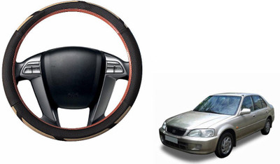 CARIZO Steering Cover For Honda New City(Brown, Beige, Leatherite)