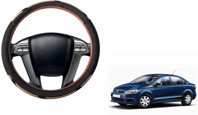 CARIZO Steering Cover For Volkswagen Vento(Brown, Beige, Leatherite)
