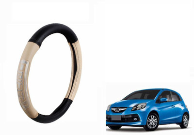 CARIZO Steering Cover For Honda Brio(Black, Beige, Leather)