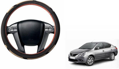 CARIZO Steering Cover For Nissan Sunny(Brown, Beige, Leatherite)