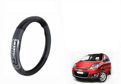 CARIZO Steering Cover For Chevrolet Spark(Black, Grey, Leatherite)