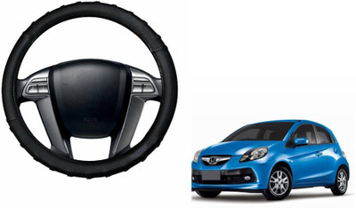 CARIZO Steering Cover For Honda Brio(Black, Leather)