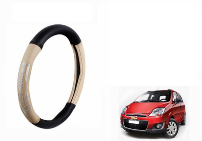 CARIZO Steering Cover For Chevrolet Spark(Black, Beige, Leatherite)