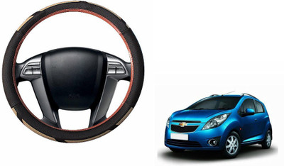 CARIZO Steering Cover For Chevrolet Beat(Brown, Beige, Leatherite)