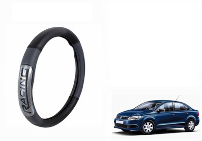 CARIZO Steering Cover For Volkswagen Vento(Black, Grey, Leatherite)