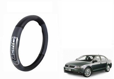 CARIZO Steering Cover For Volkswagen Jetta(Black, Grey, Leatherite)