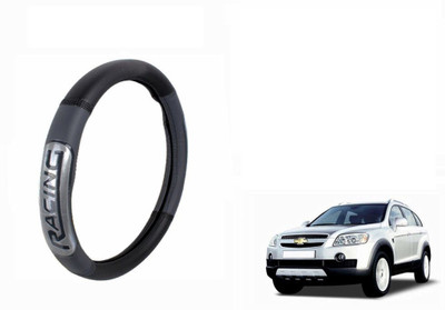 CARIZO Steering Cover For Chevrolet Captiva(Black, Grey, Leatherite)
