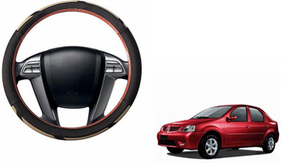 CARIZO Steering Cover For Mahindra Logan(Brown, Beige, Leather)