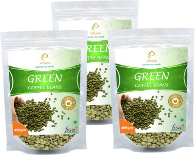 

Vihado Arabica Green Coffee Beans / 100% Pure & Natural Helps in Reducing Weight Fast / 3 Pack of 400g (Total 1200g) Instant Coffee 1200 g(Pack of 3, Green Coffee Flavoured)
