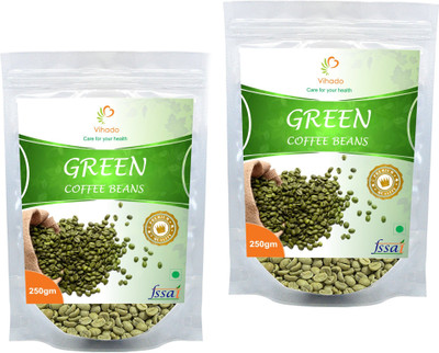 

Vihado Arabica Green Coffee Beans / 100% Natural & Pure Helps in Reducing Weight Fast / 2 Pack of 250g (Total 500g) Instant Coffee 500 g(Pack of 2, Green Coffee Flavoured)