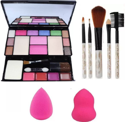 

hich 6171 Makeup kit + 5 pcs Makeup Brush + 2 pc Blender Puff Combo(Set of 4)