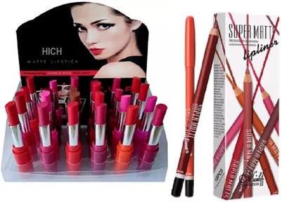 

hich 12 Super Matte Lipliner & 24 Matte Lipstick combo(Set of 2)
