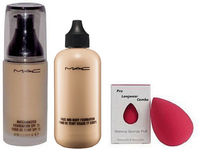 

prolongwear combo Sponge Puff, Mac Face And Body Foundation, MatchMaster Foundation Spf 15(Set of 3)