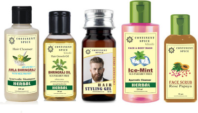 

Continent Spice Travel Kit, Shampoo, Face wash, Gel, Hair Oil, scrub, SET of 5(Set of 5)