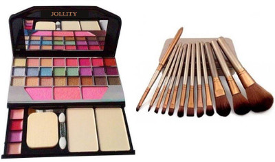 jollity Makeup Kit 6155 and Naked 3 Makeup Brush Set (12 Peice)(Set of 2)