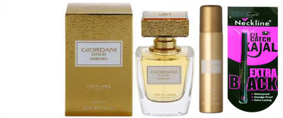 

Oriflame Sweden giordani gold essenza parfum and body spray with nackline kajal(Set of 3)