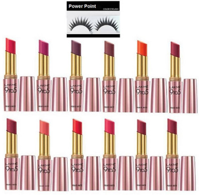 

power point Eyelashes, 9 To 5 Primer+Matte Lipstick Natural (set Of 12)(Set of 13)