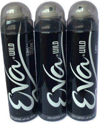 EVA WILD PACK OF 3 Deodorant Spray - For Women(375 ml, Pack of 3)