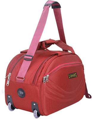 

alfisha (Expandable) Unisex Synthetic Lightweight Waterproof Luggage Travel Duffel Bag with Roller wheels ( Red Sada, AFB-DUF-15) Duffel Strolley Bag(Red)