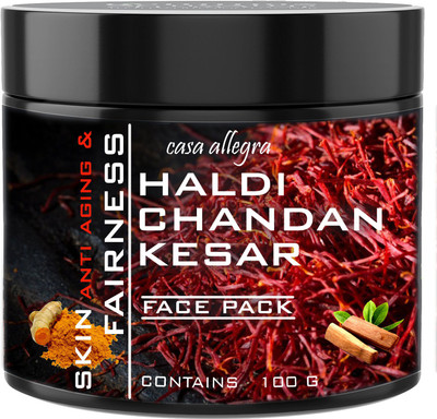

CASA ALLEGRA Haldi Chandan and Kesar Fairness Face Pack-GLOWING SKIN & ANTI AGING Unisex Paraben-Free-100 grams(100 g)