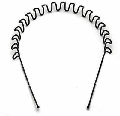 

Kostech Hair Band For Men And Women Daily Use Black Spring ZigZag Wave Metal Hair Hoop Band Unisex Sports Headband Hair Band(Black)