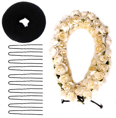 

Rapidsflow® Gajra For Hair / Hair Accessories For Women Stylish With Hair Donut And Juda Pins Hair Pin, Hair Band(White)