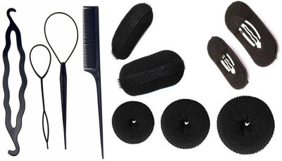 

KYT Hair Combo KIt 9 pcs ,4pcs DIY Kit for new Hair Styling , 2 pcs base puff maker , 2 pcs base puff tic-tak , 1 pcs juda bun maker. all in one combo(Set of 11)