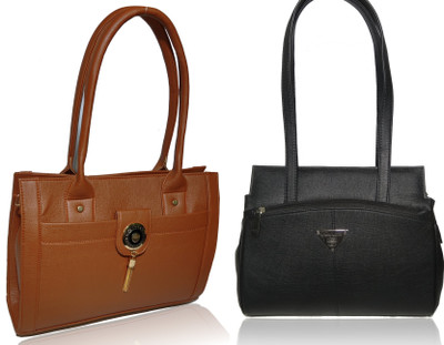 

AZED Collections Hand-held Bag(Tan, Black), Black;tan