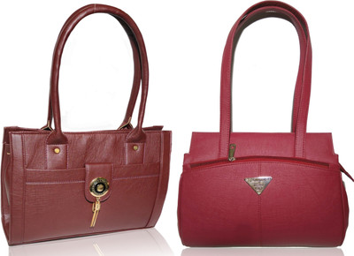 

AZED Collections Hand-held Bag(Brown, Maroon)