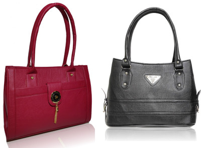 

AZED Collections Hand-held Bag(Maroon, Black), Black;maroon