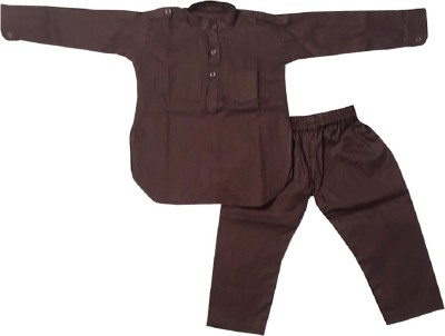 harshvardhanmart Boys Festive & Party Kurta and Pyjama Set(Brown Pack of 1)