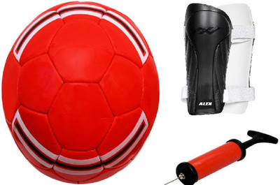 

ALEN MUFC Red Football + ShinGaurd+ Air Pump Kit Football Kit
