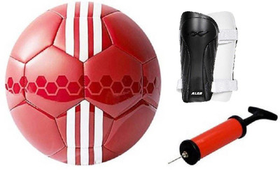 

ALEN Seachel Red Football + ShinGaurd+ Air Pump Kit Football Kit