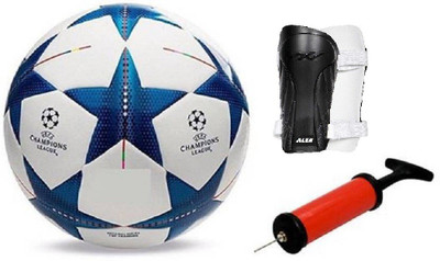 

ALEN Star Blue WC Football + ShinGaurd+ Air Pump Kit Football Kit