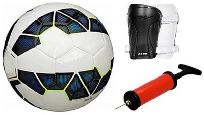 

ALEN Strike Blue WC Football + ShinGaurd+ Air Pump Kit Football Kit