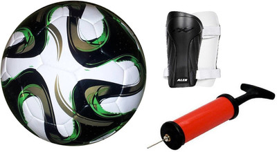 

ALEN Bazuka Black Football + ShinGaurd+ Air Pump Kit Football Kit