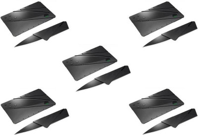 

Bailiwick Credit Card Folding Safty Pocket Knife pack of 5 Campers Knife, Survival Knife, Pocket Knife, Fixed Blade Knife, Throwing Knife(Black)