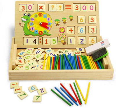 

Authfort 2 in 1 Multi Functional Educational Wooden Digital Computing Learning Blocks Box Set for Kid's(Multicolor)