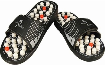 Klick N Shop AX11 Yoga Paduka Sandal For Full Body Relief - Spring Acupressure and Magnetic Therapy Accu Paduka Slippers for Full Body Blood Circulation Natural Leg Foot Massager Slippers Massager(Black)